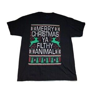 Chill Unisex  Graphic T Shirt Size L Funny Black Xmas Theme Winter Holidays